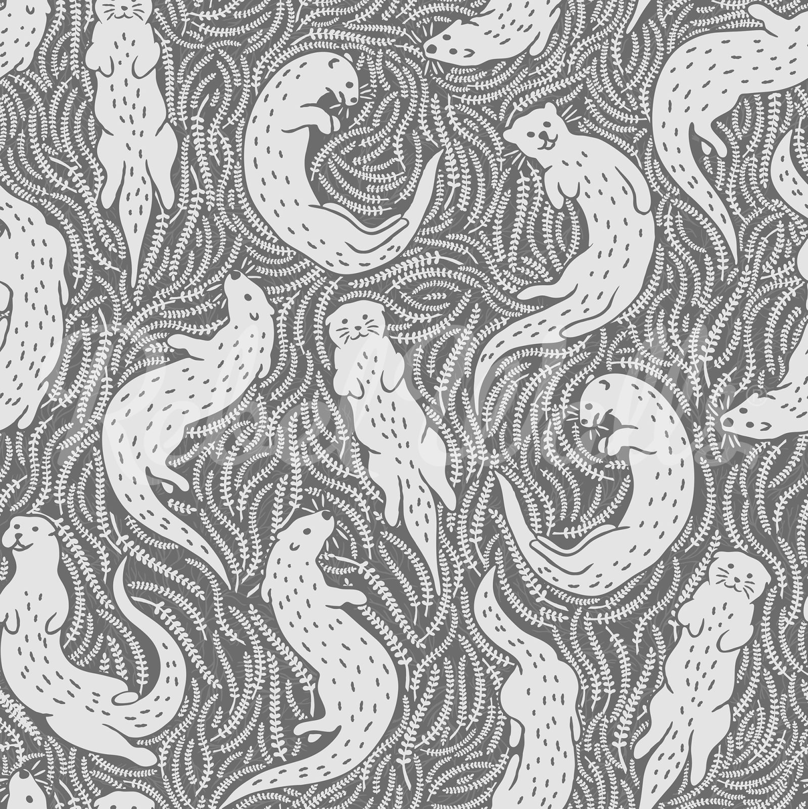 Cute Otters, Gray, Rebel Walls