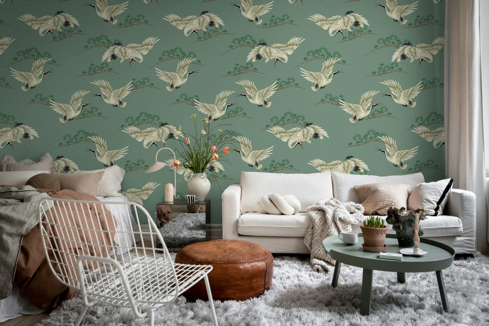 Flying Cranes, Green, Rebel Walls 3