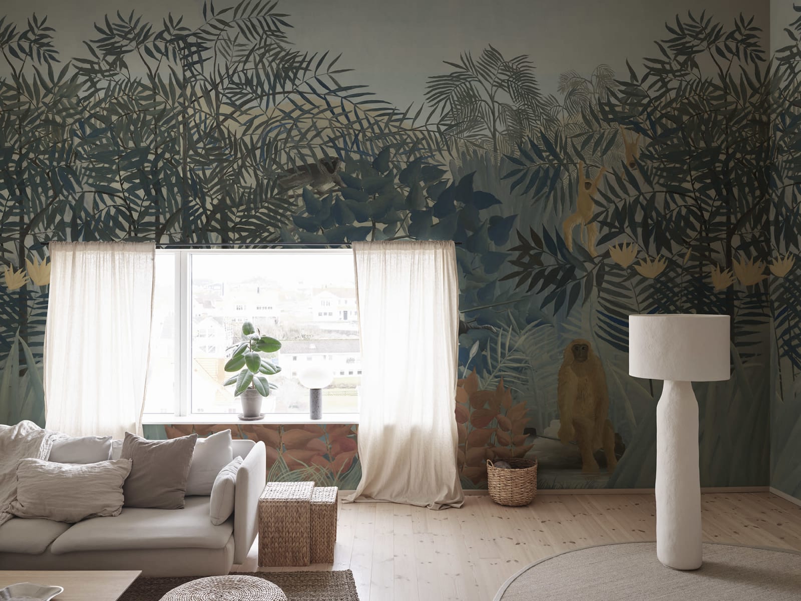 Tropical Forest With Monkeys, Blue, Rebel Walls 3