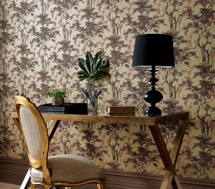 Harewood, Gold Metallic Luxury Chinoiserie, 1838 Wallcoverings, 5.3mp / rola 2