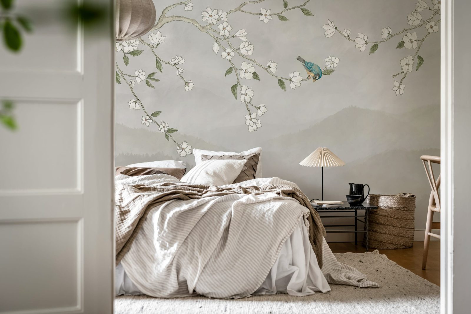 Bird in Tree, White, Rebel Walls 2