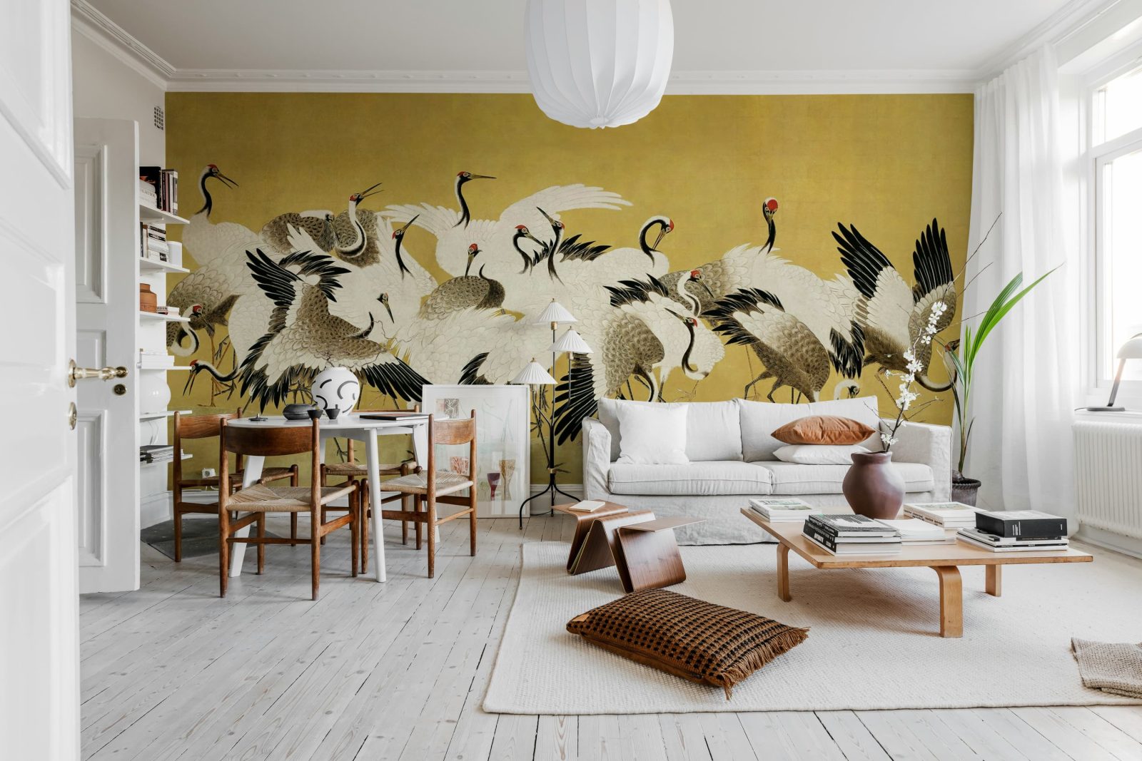 Dancing Cranes, Yellow, Rebel Walls 2