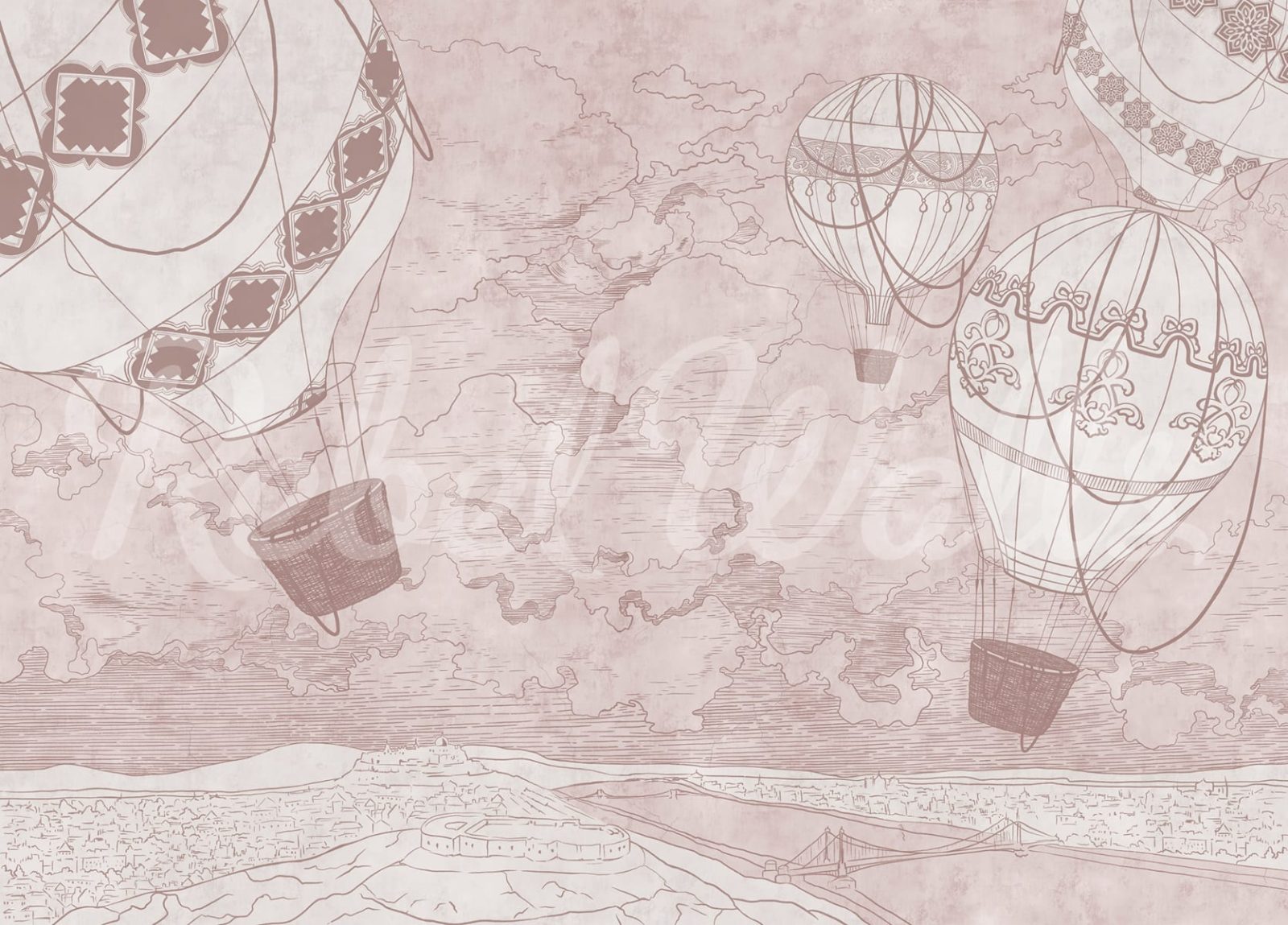 Balloon Travelers, Pink, Rebel Walls