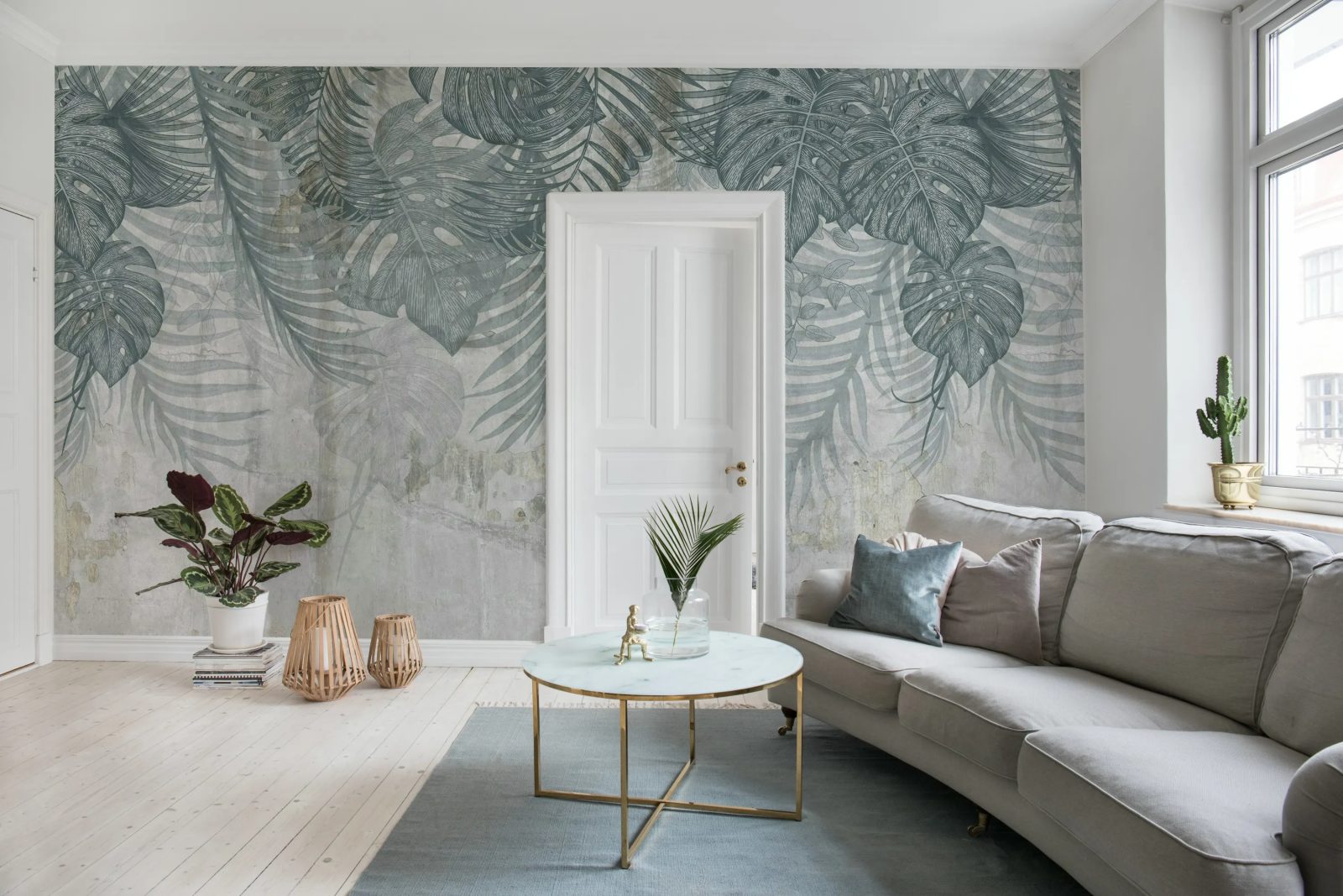 Monstera Wall, Blue, Rebel Walls 2