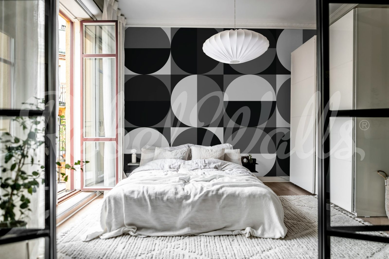 Circle Grid, Black & White, Rebel Walls 2