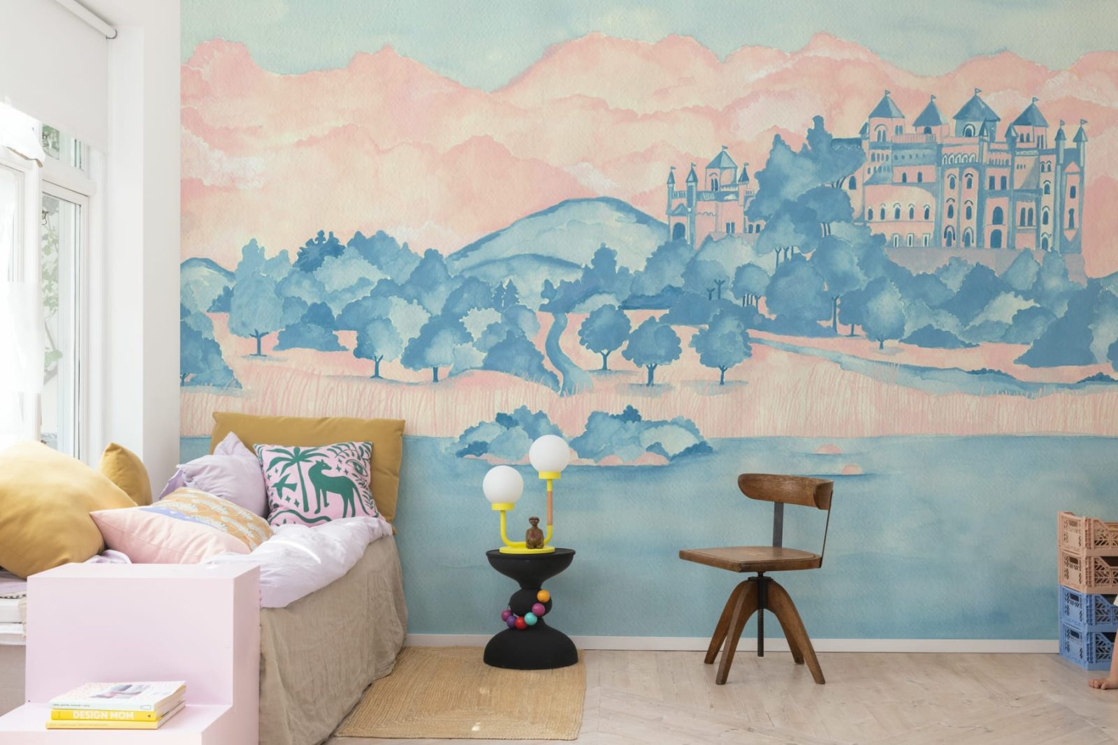 Castle by the Lake, Pink & Blue, Rebel Walls 2