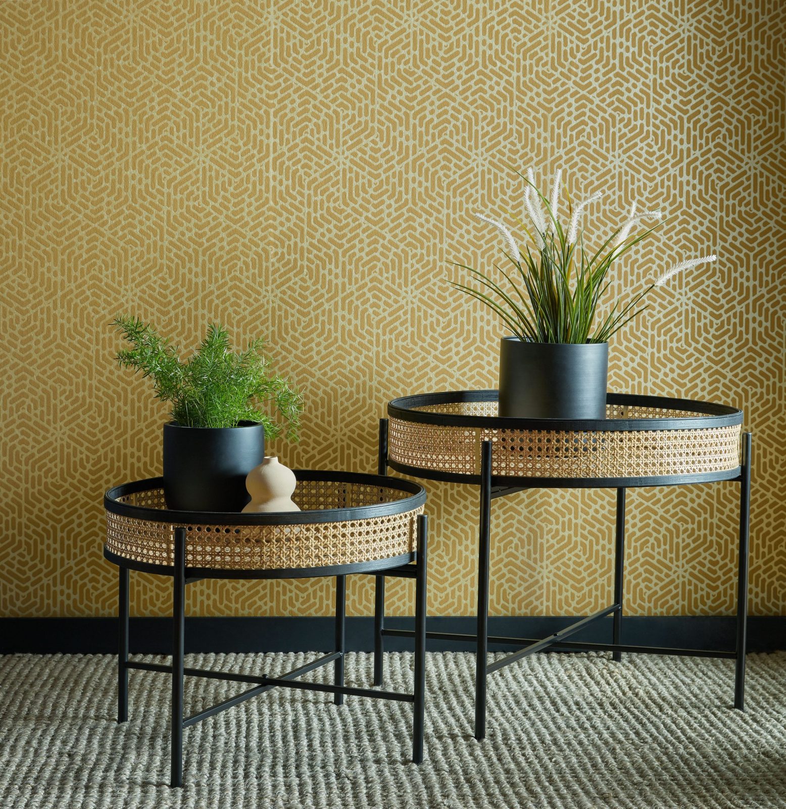 Willow, Honey Yellow Luxury Geometric, 1838 Wallcoverings, 5.3mp / rola 2