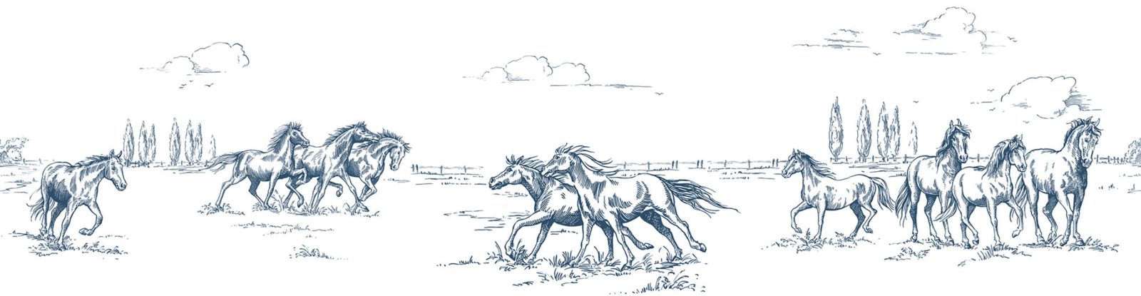 Horses Herd Grand, Blue, Rebel Walls