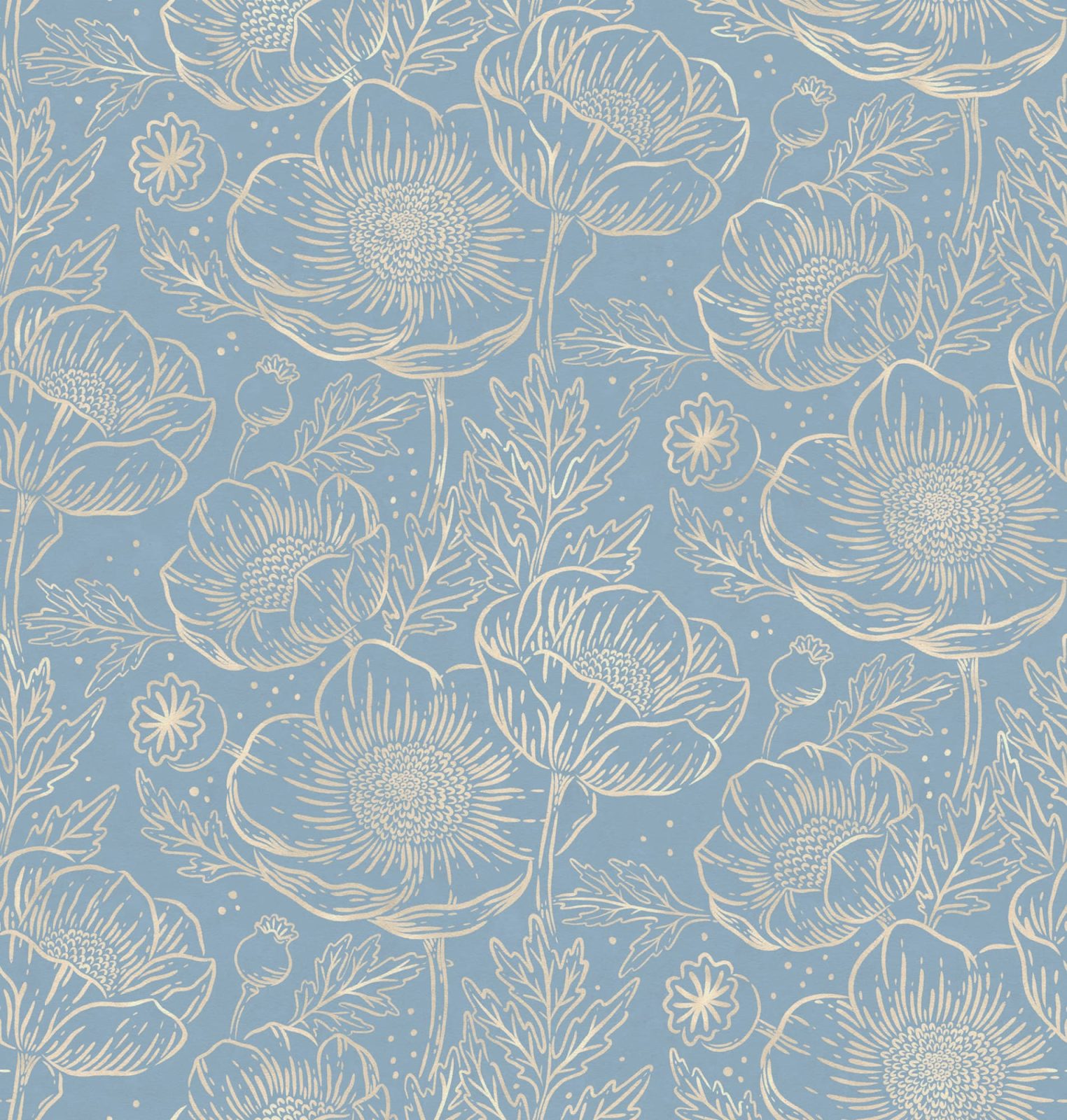 Golden Poppy, Baby Blue, Rebel Walls