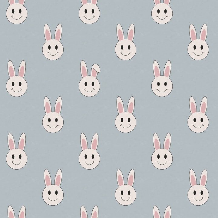Year of the Rabbit Smiley, Light Blue, Rebel Walls