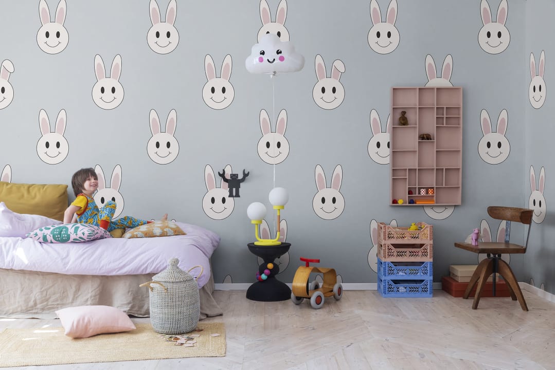 Year of the Rabbit Smiley, Light Blue, Rebel Walls 2