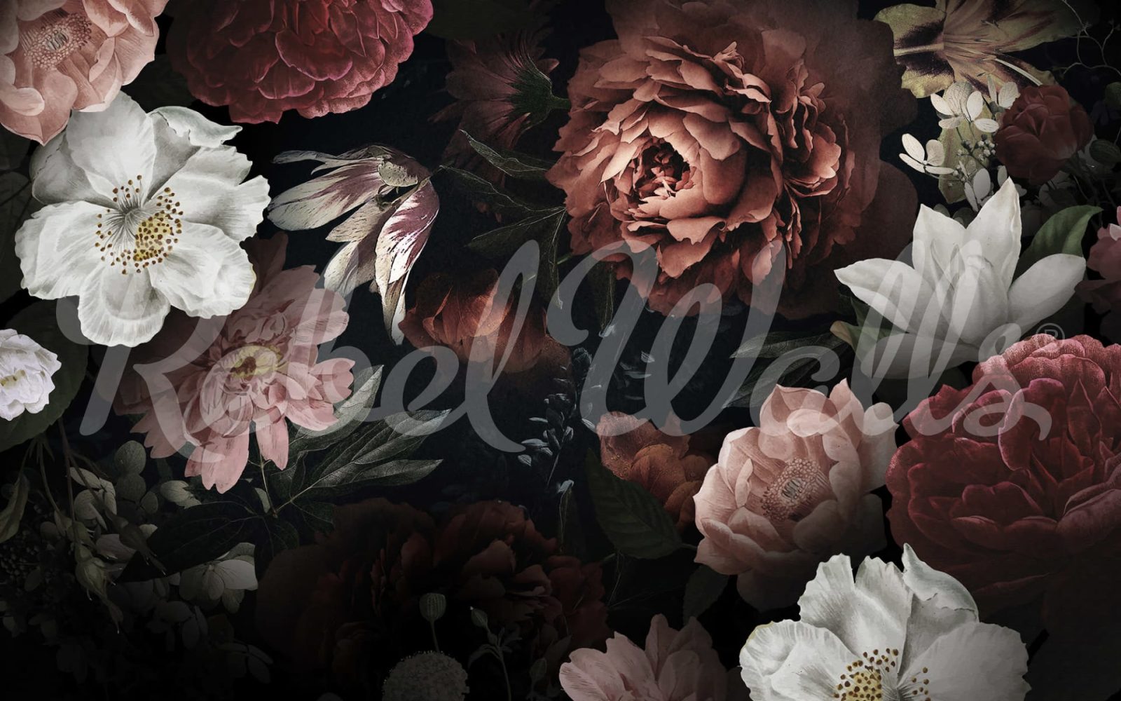 Bloomy Bouquet, Black, Rebel Walls