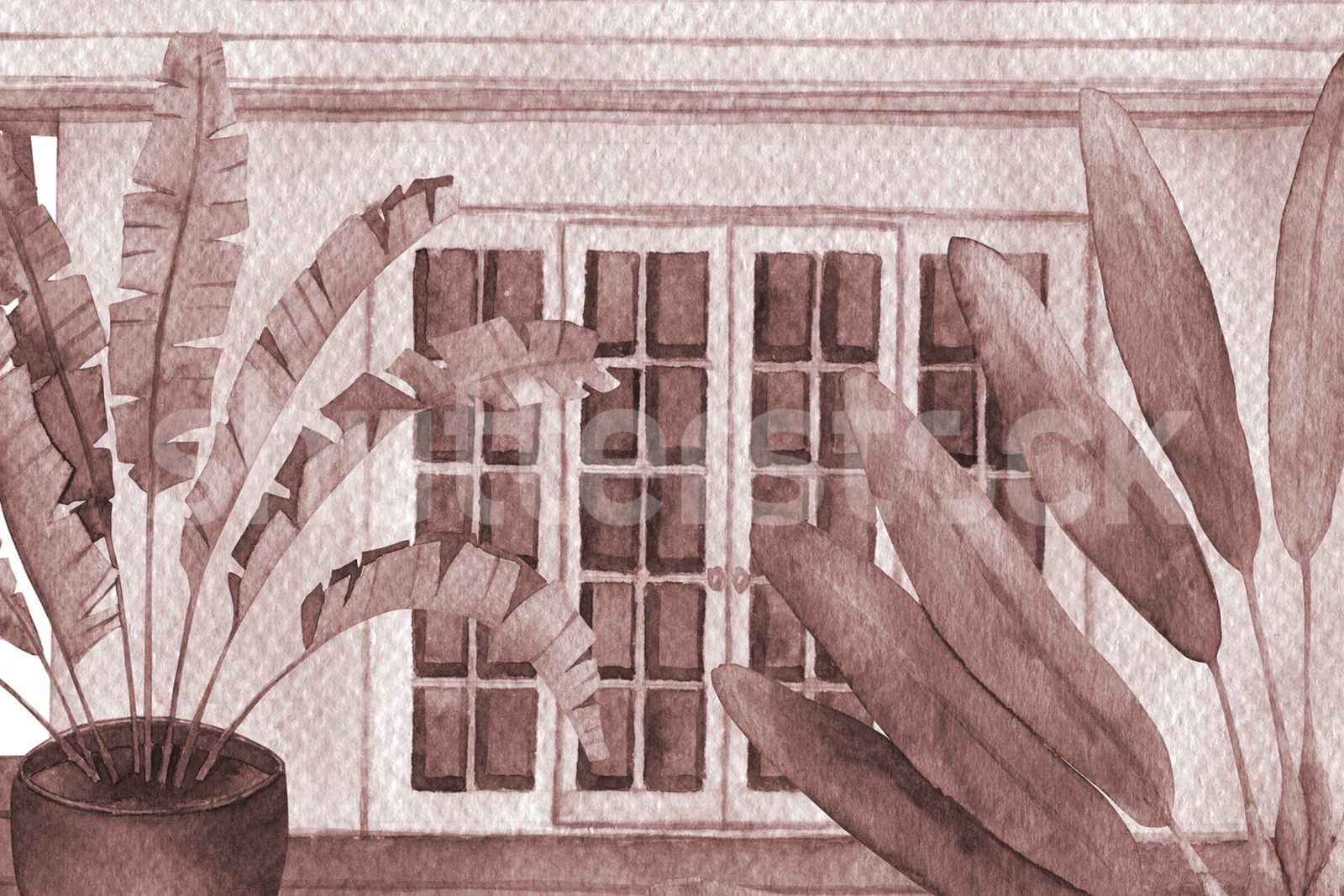 Palm Residence, Burgundy, Rebel Walls 4