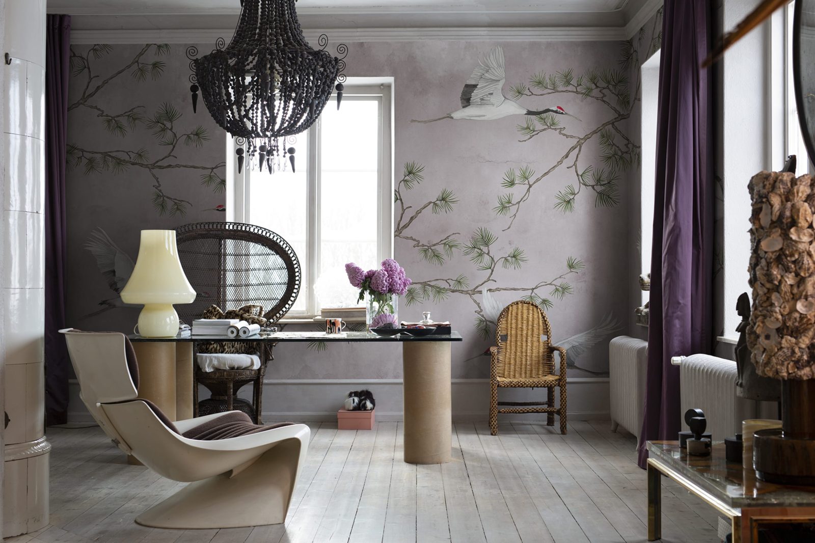 Majestic Cranes, Pink, Rebel Walls 3