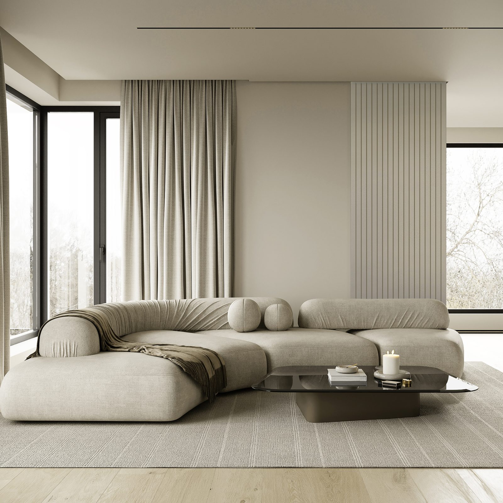 Profil stânga pentru riflaj decorativ Roca, Moonlight Grey, 270x8.7cm, Lamelio 2
