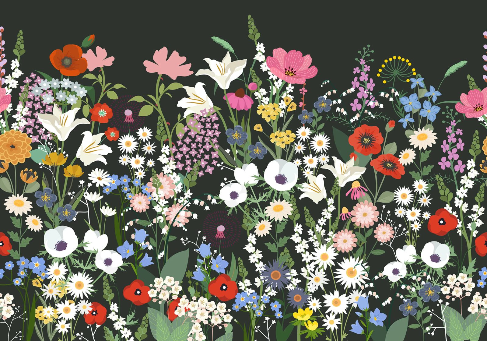 Playful Meadow, Black, Rebel Walls