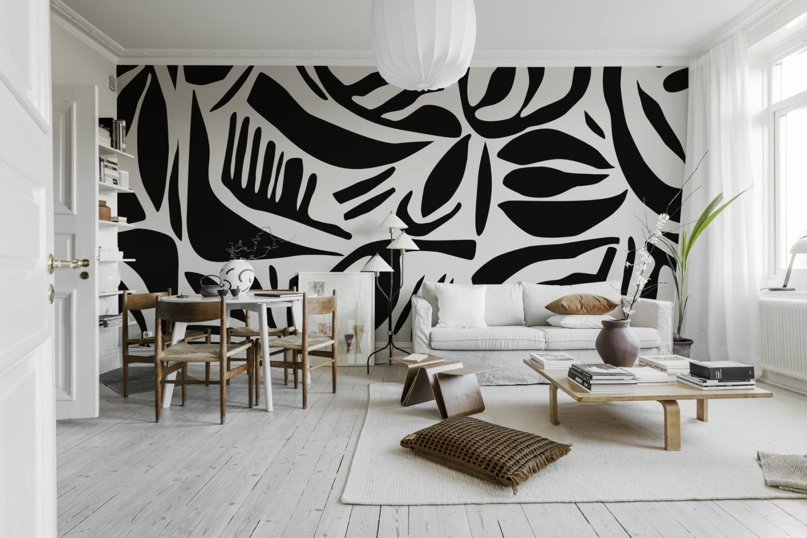 Abstract Leafs, Black & White, Rebel Walls 2