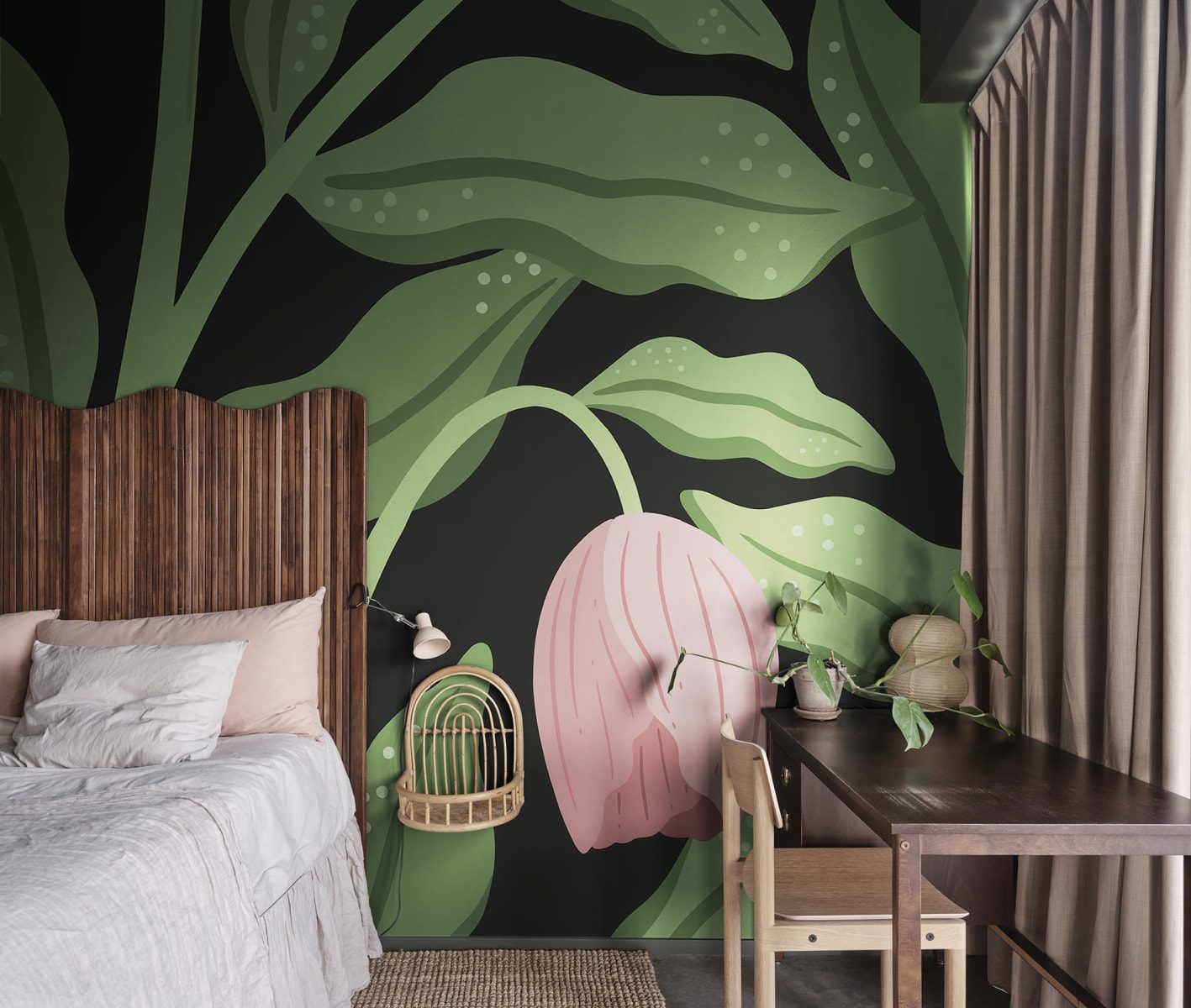 Cool Flora, Black & Pink, Rebel Walls 3