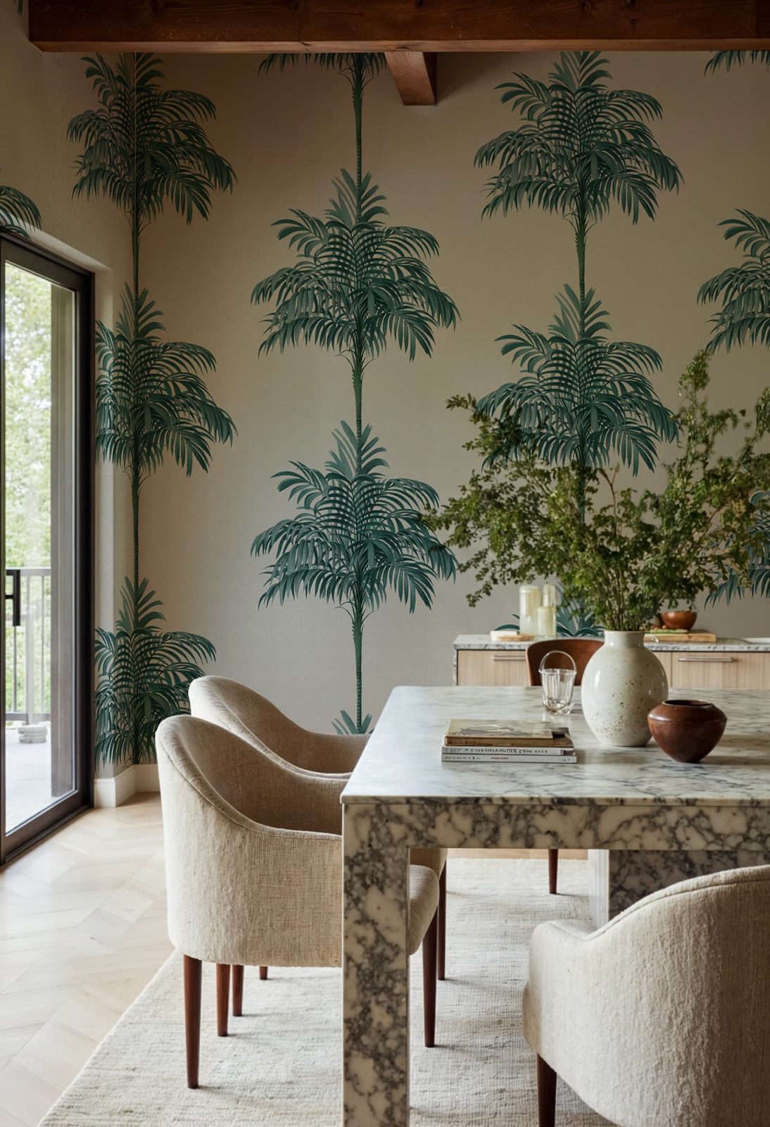 Palm Stripes, Blue, Rebel Walls 3