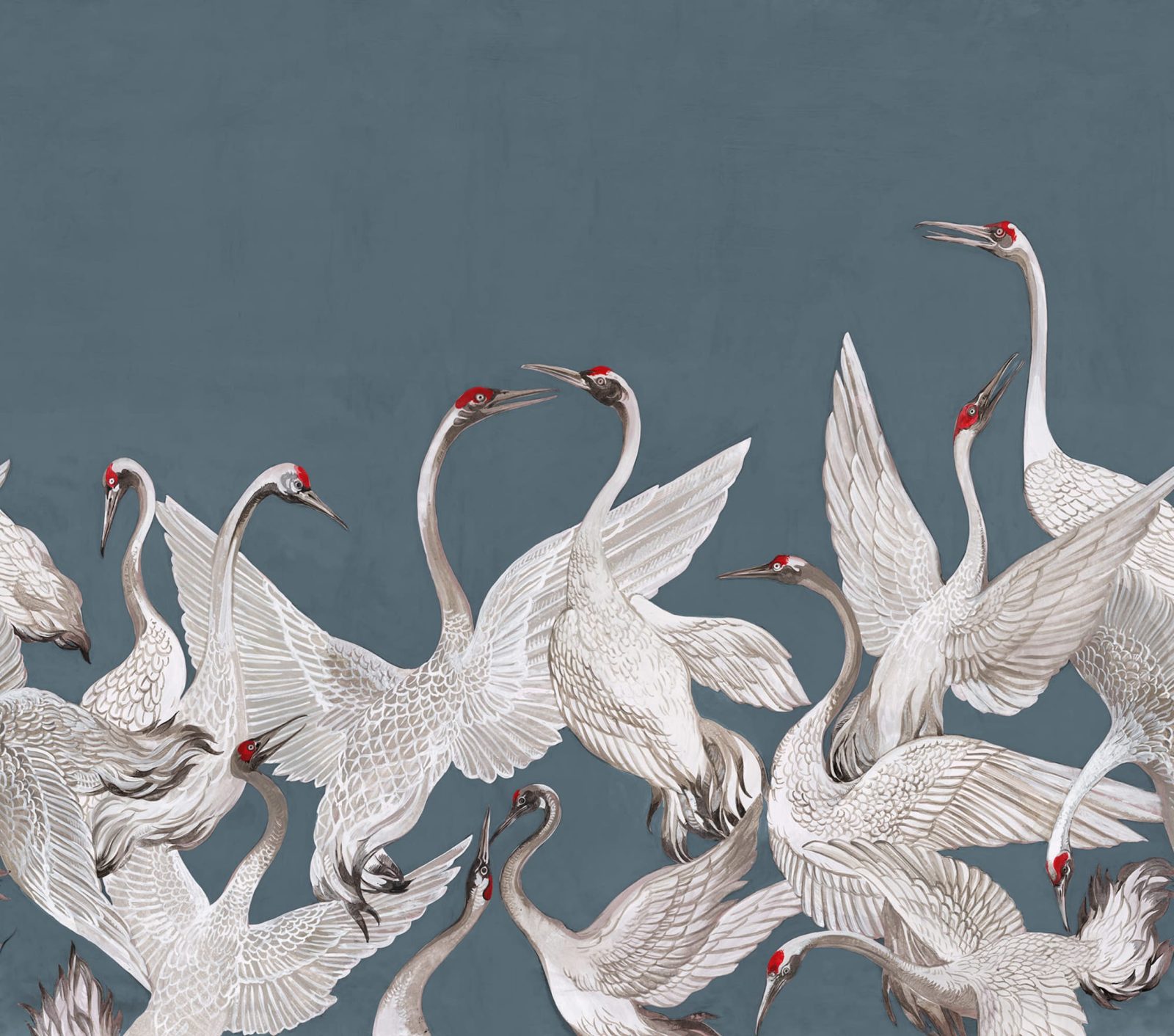 Soaring Cranes, Blue, Rebel Walls
