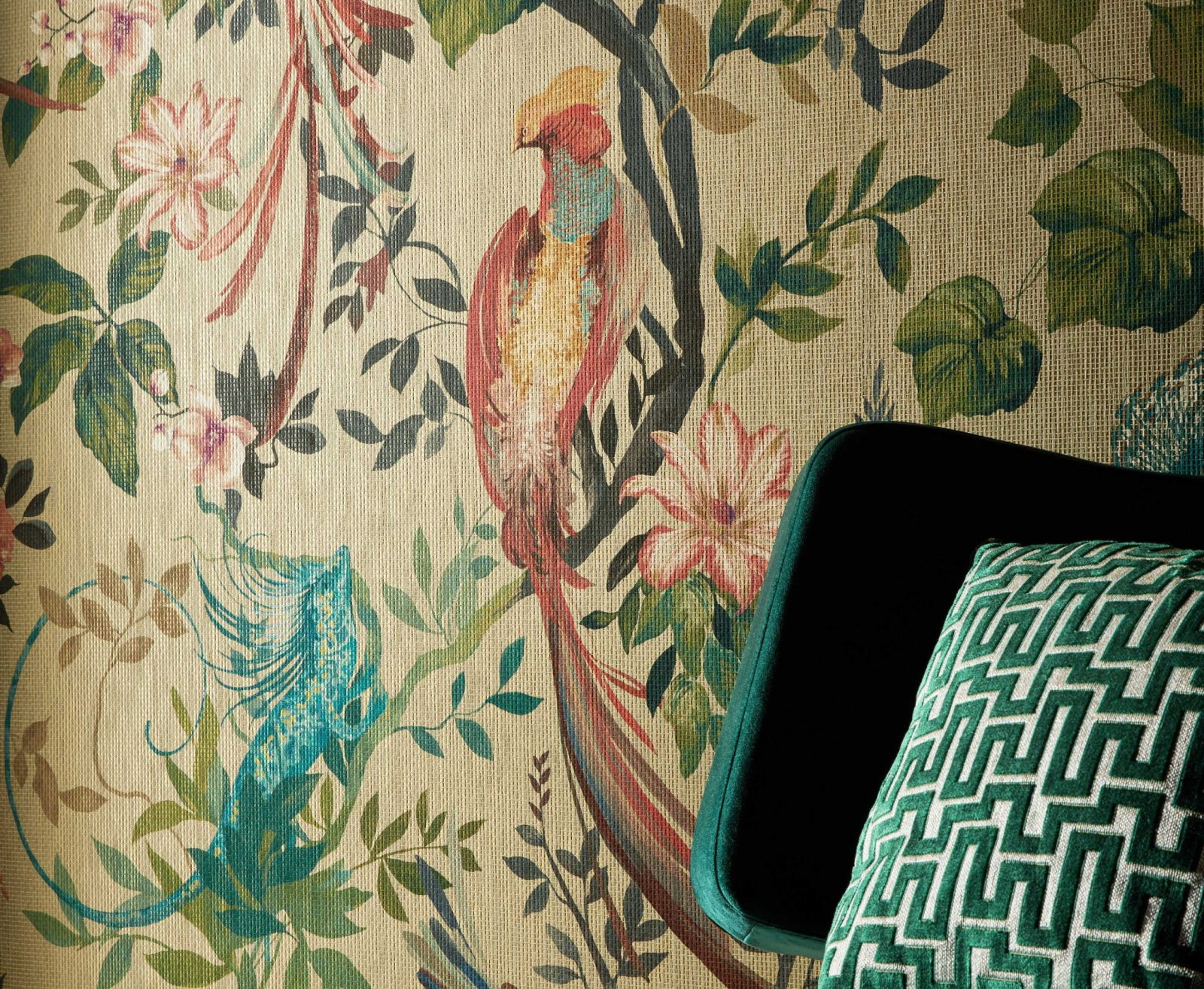 Bird Sonnet, Lacquer Luxury Paperweave, (fibre naturale), 1838 Wallcoverings, 5.1mp / rola 2