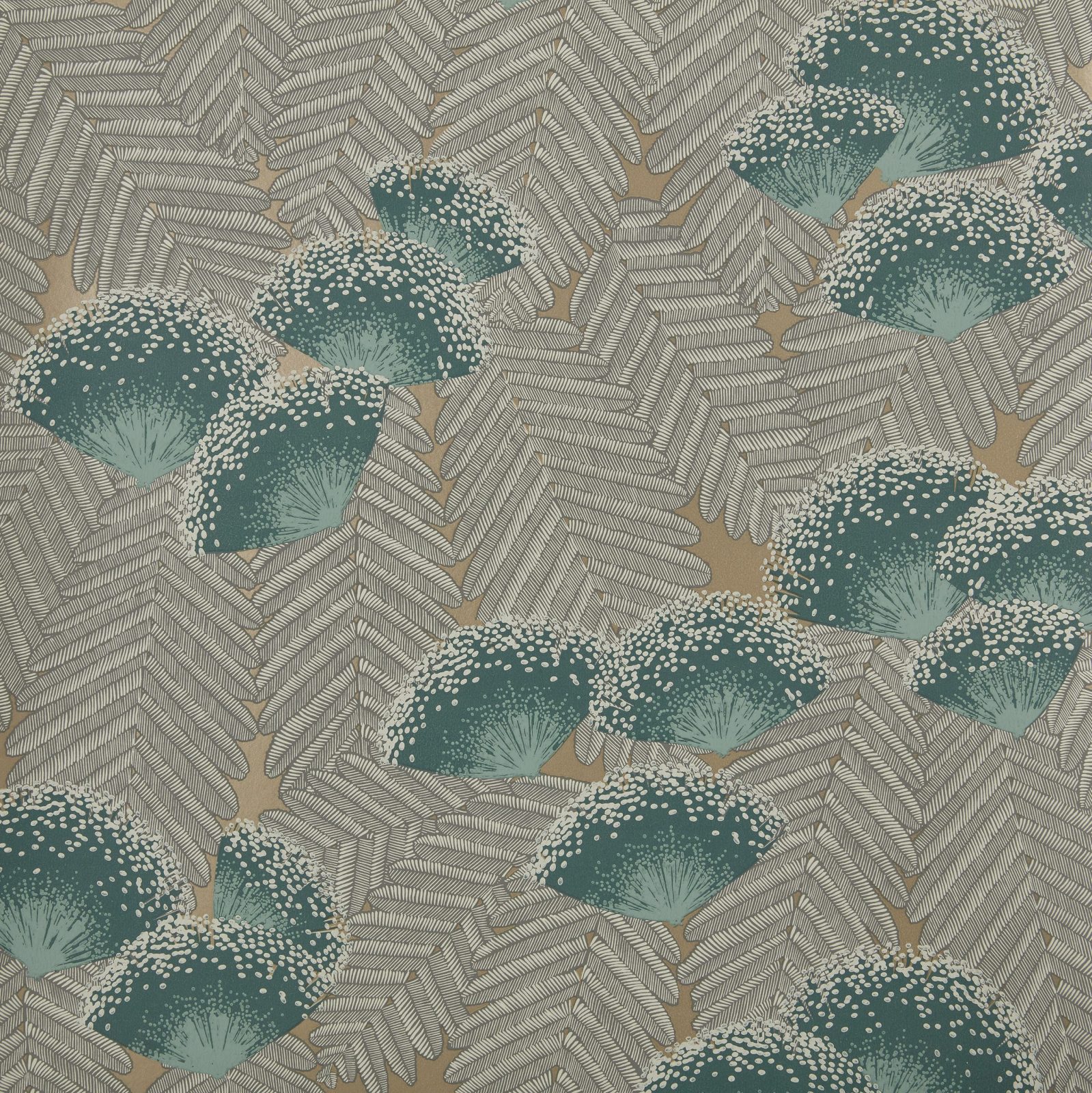 Clarice, Emerald Green Luxury Art Deco, 1838 Wallcoverings, 5.3mp / rola