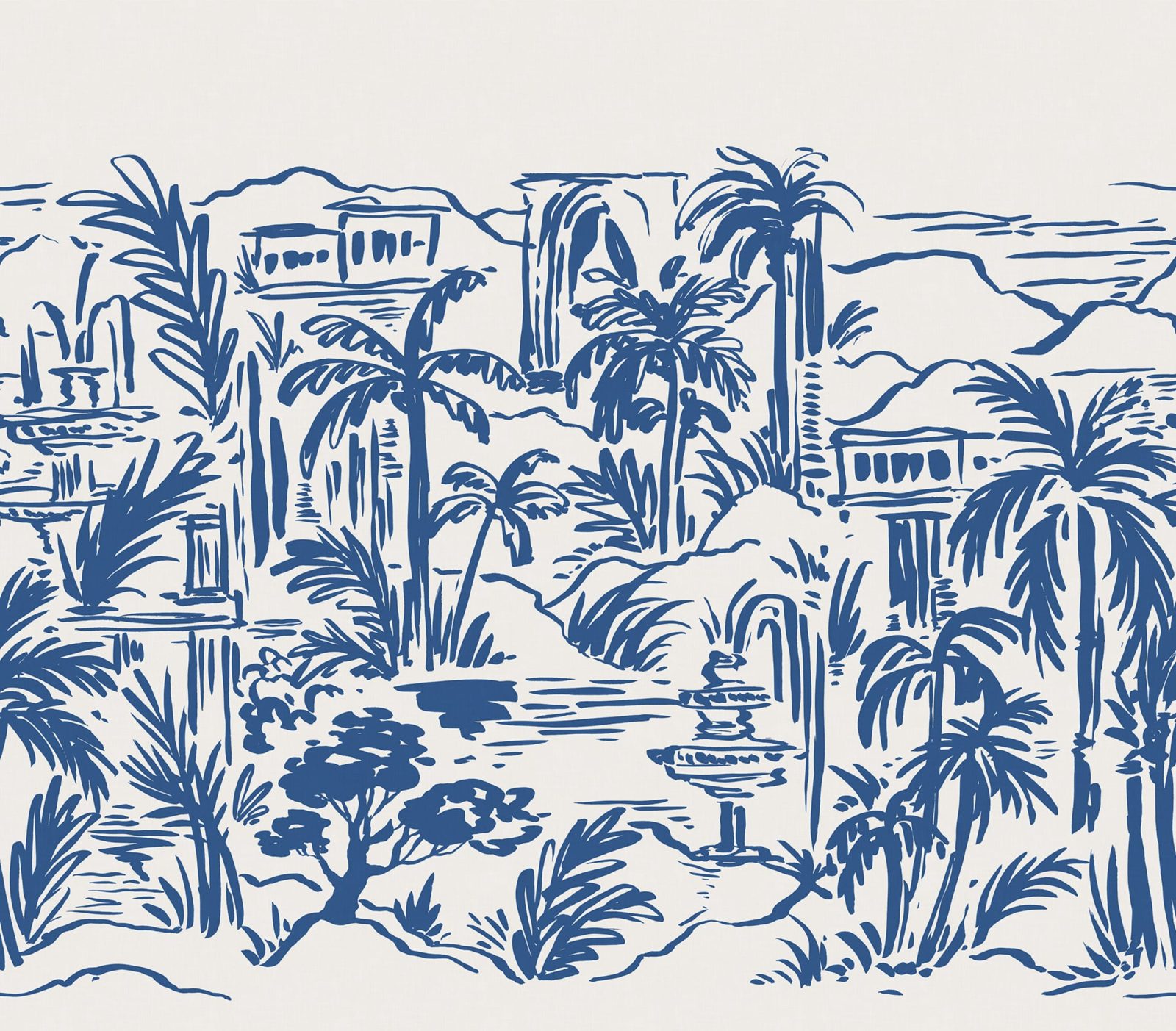 Palm Oasis, Blue, Rebel Walls