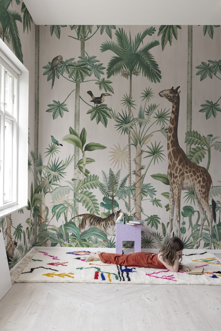 Giraffe's Stroll, Pastel Pink, Rebel Walls 3