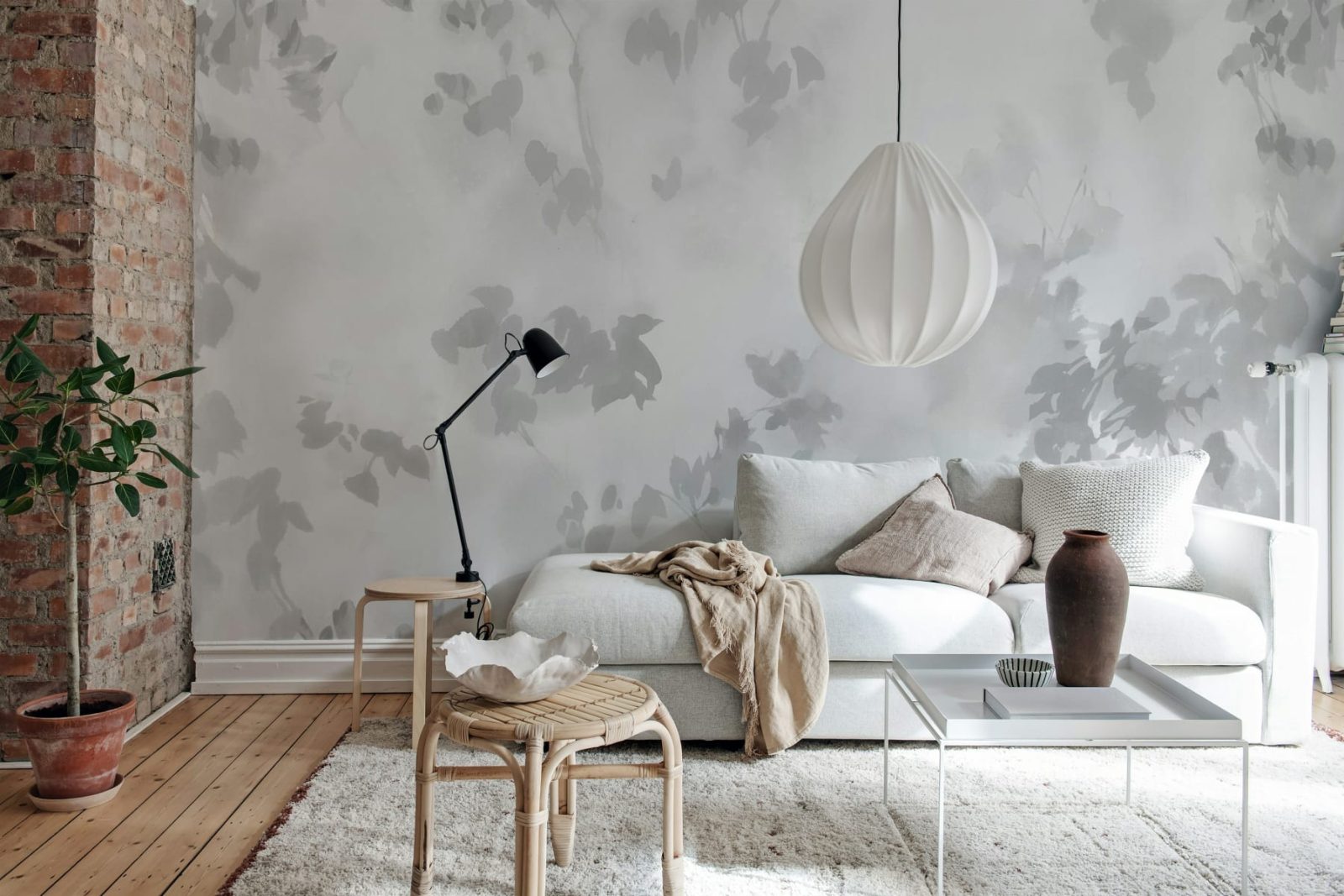 Hazy Leaves, White, Rebel Walls 3