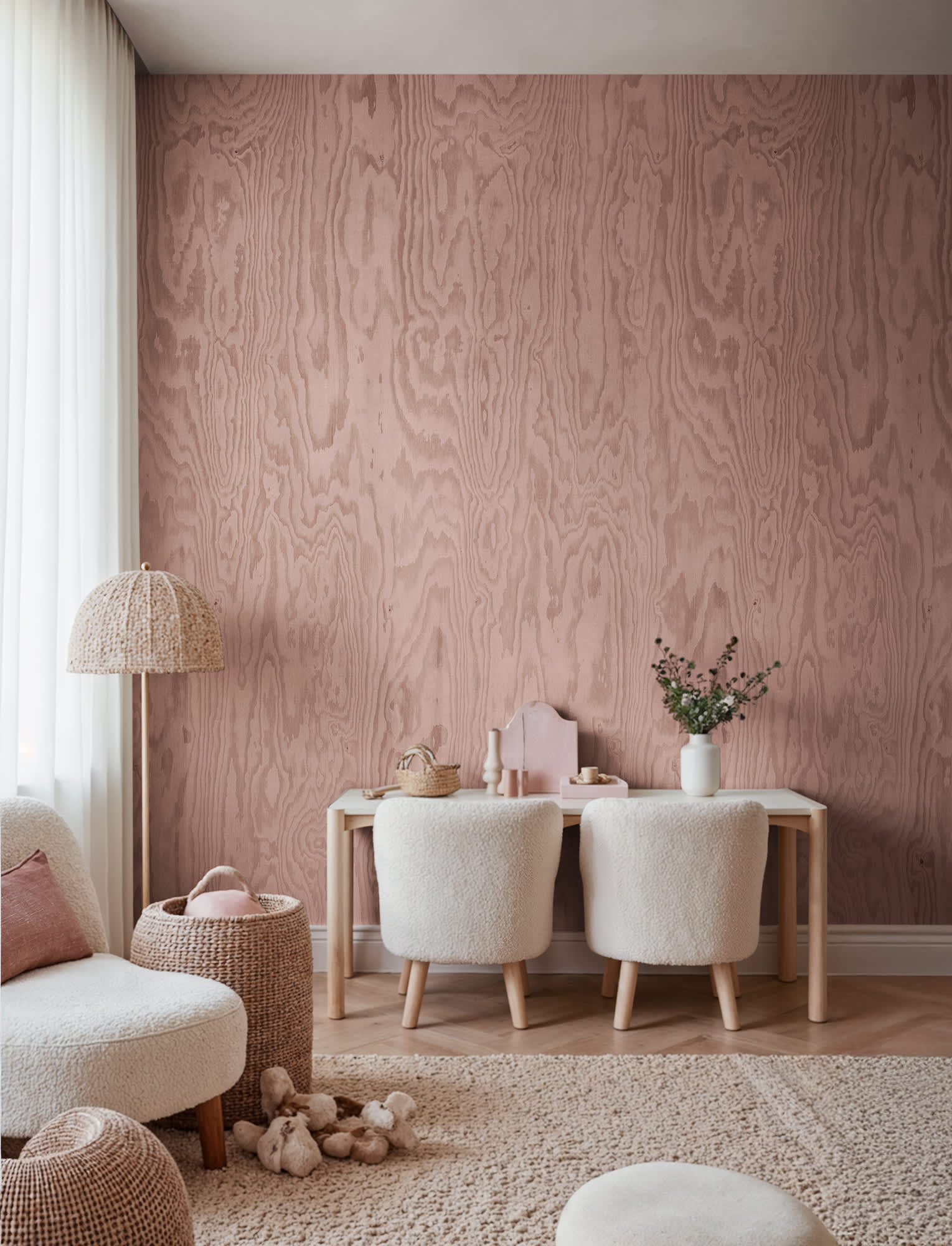 Wood Shades, Pink, Rebel Walls 3