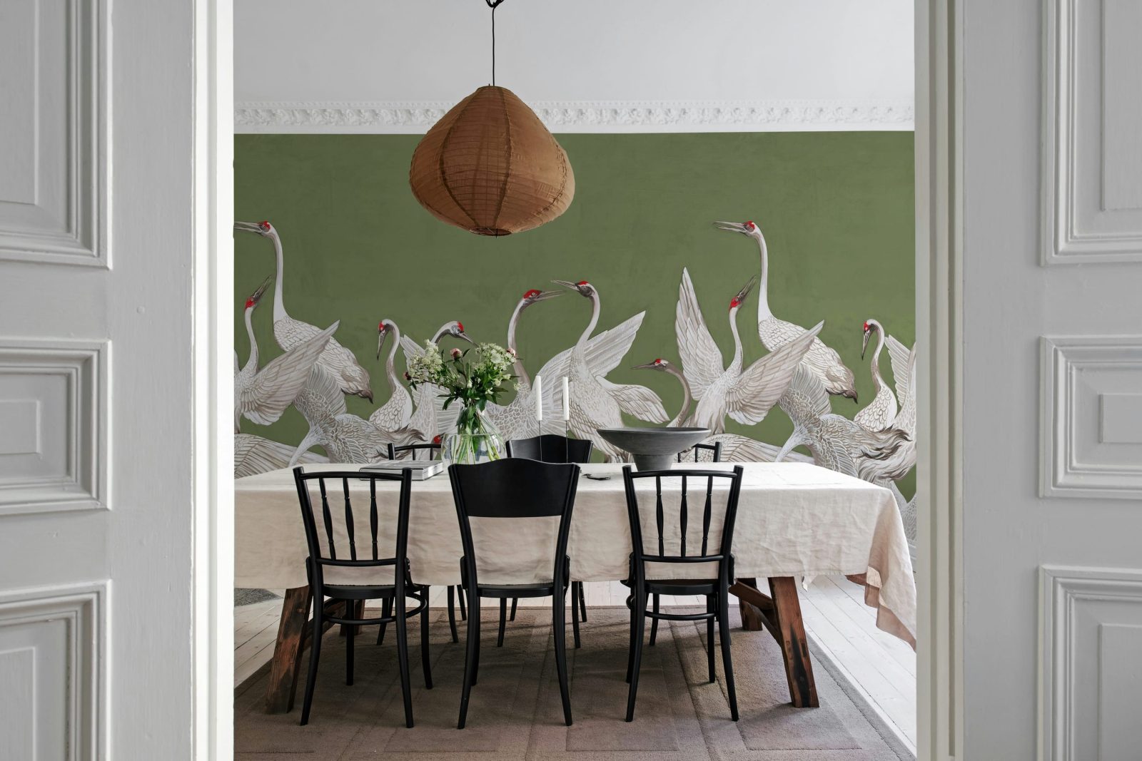 Soaring Cranes, Green, Rebel Walls 3