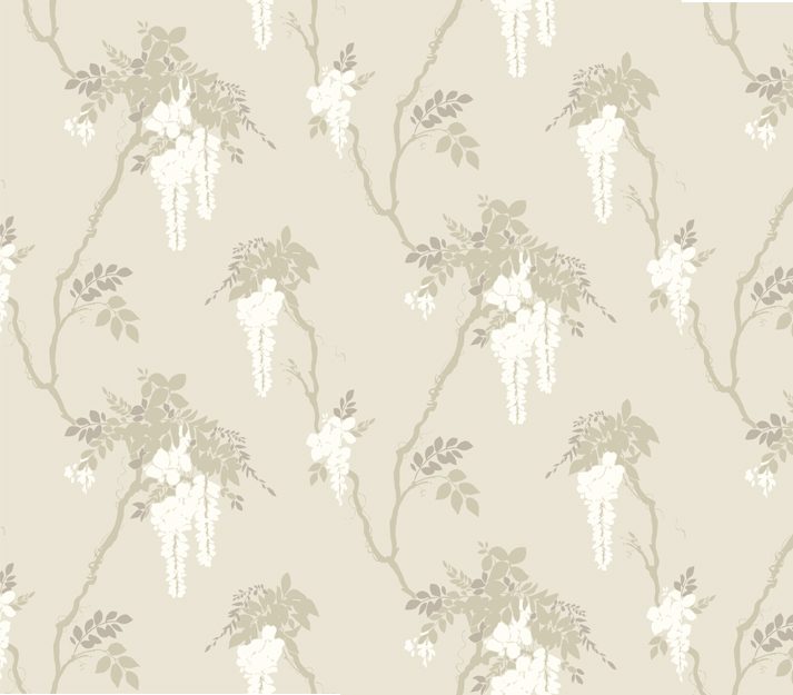 Leonora, Ivory Neutral Luxury Floral, 1838 Wallcoverings, 5.3mp / rola