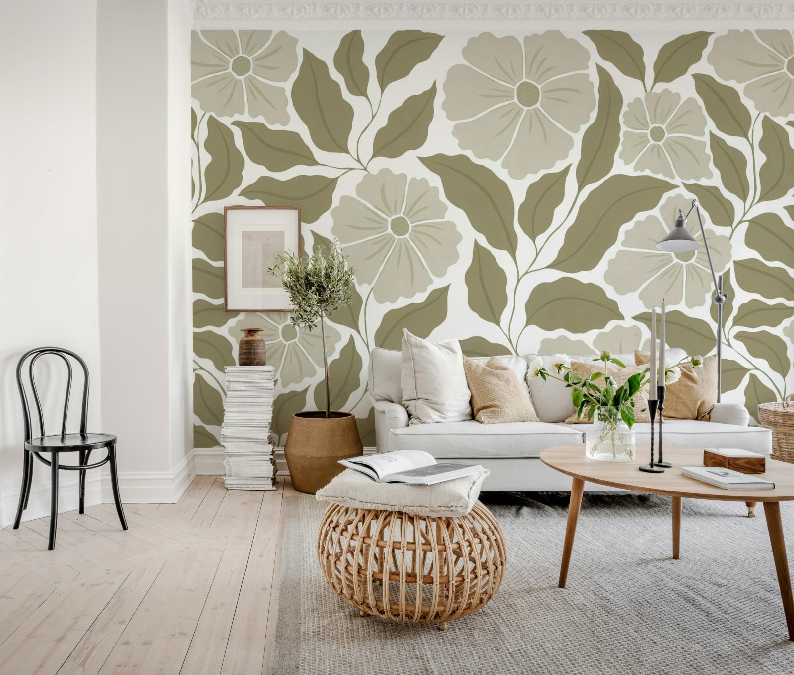 Bold Abstract Flower, Brown, Rebel Walls 2