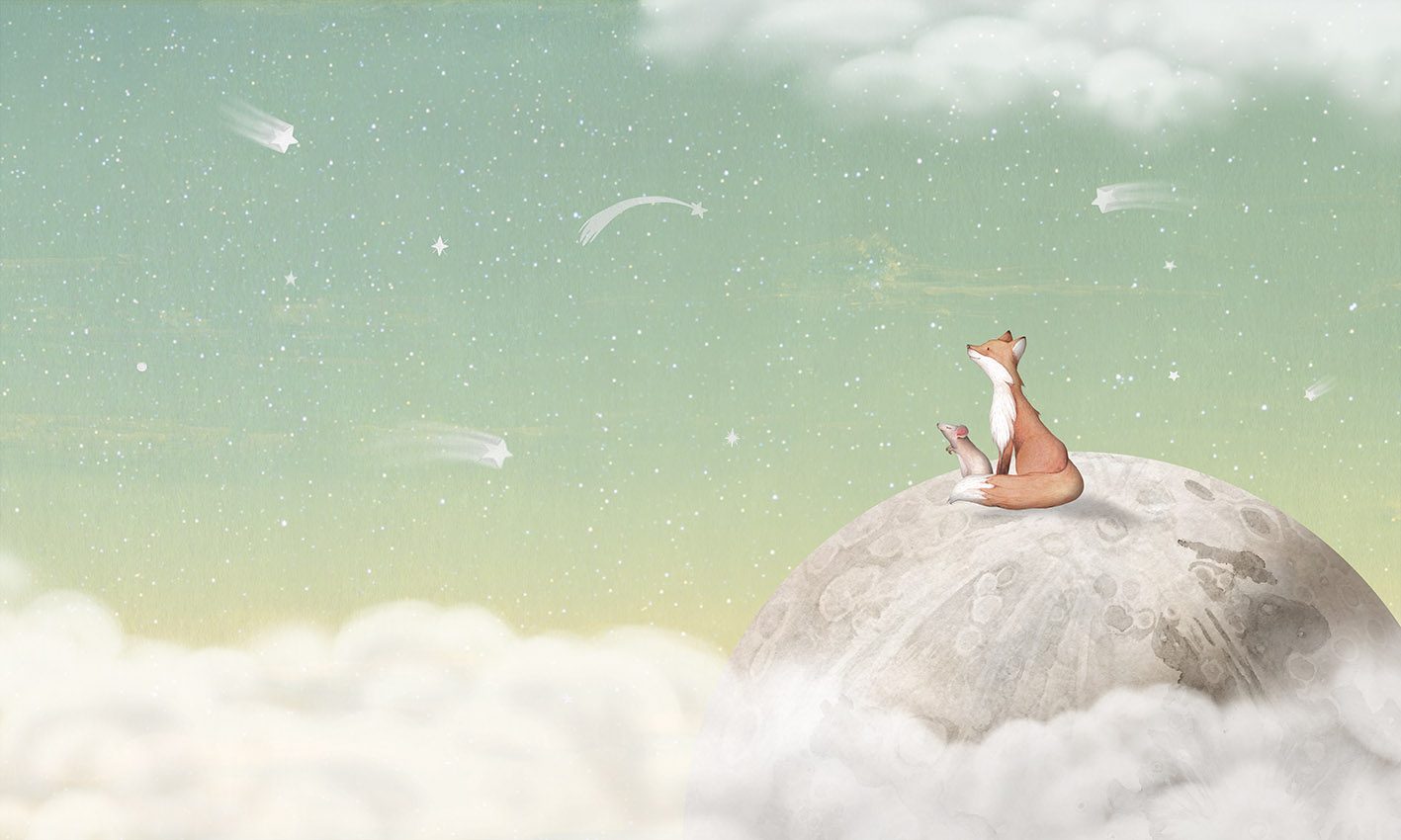 Fox on the Moon - Green, Oliver Robins