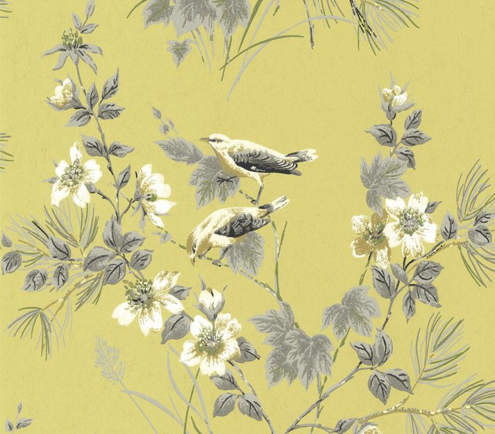 Rosemore, Yellow Luxury Bird, 1838 Wallcoverings, 5.3mp / rola 3