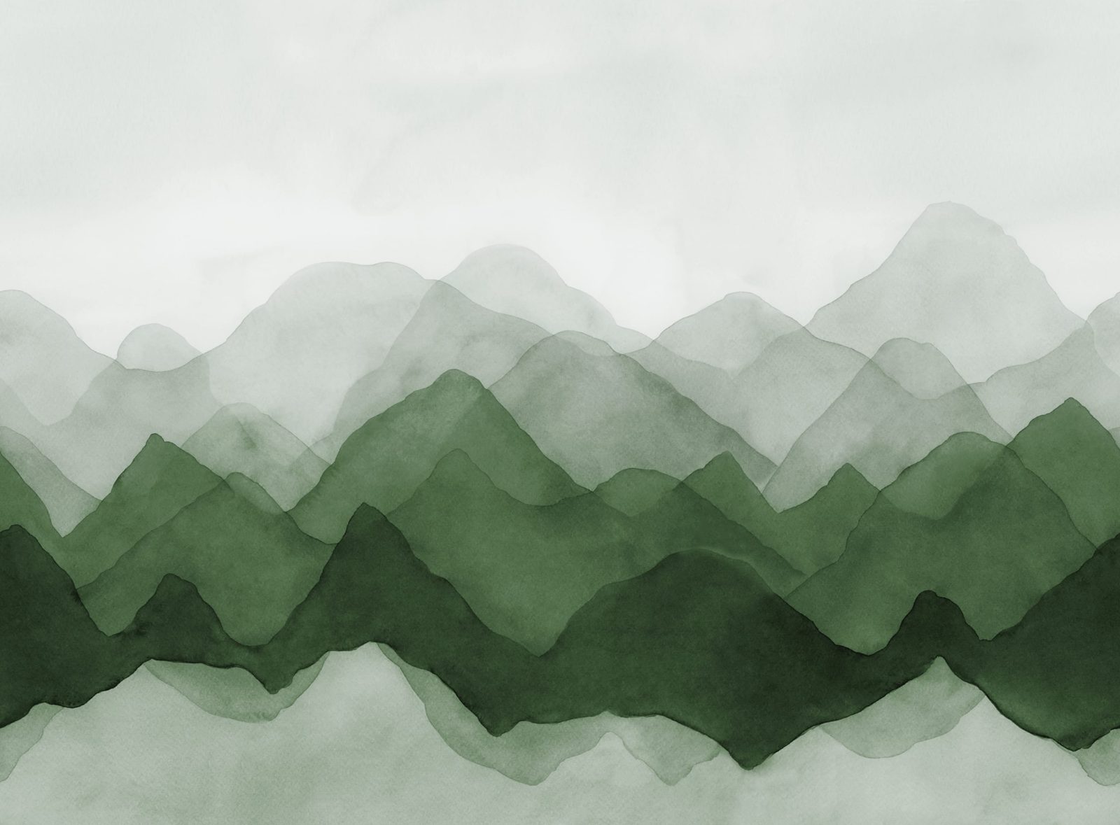 Watercolor Mountain, Green, Rebel Walls