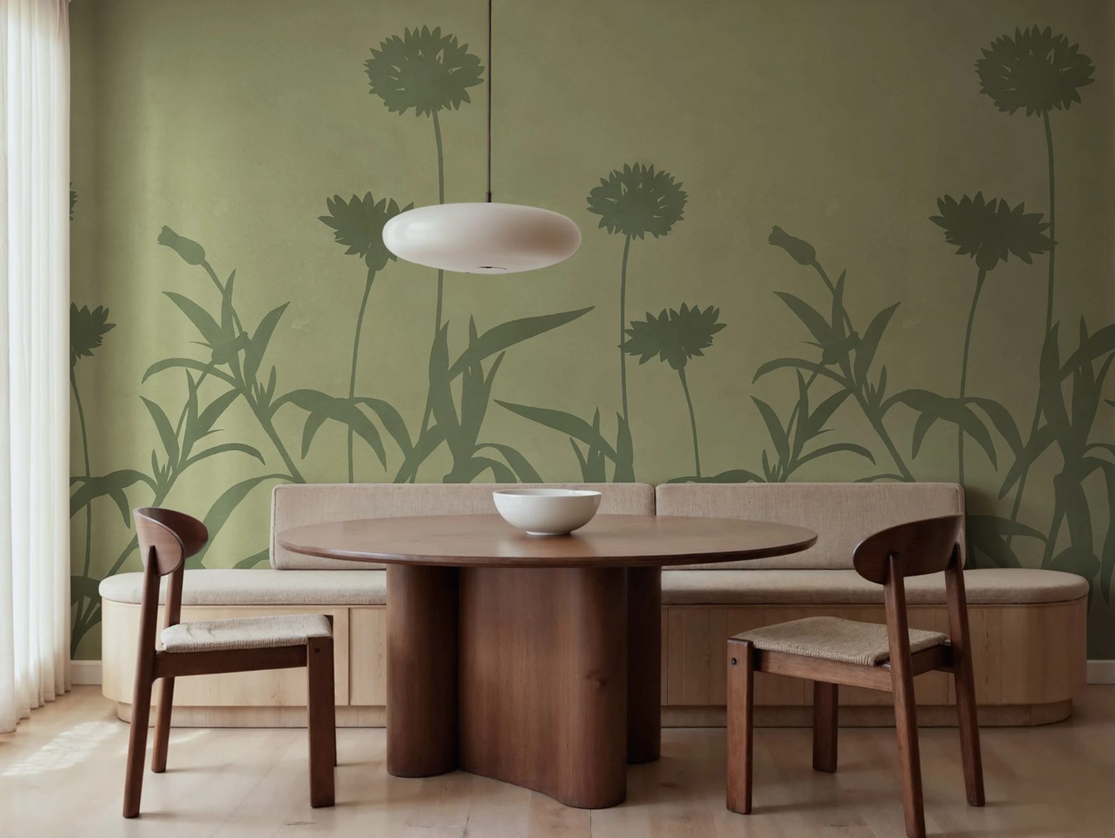 Floral Silhouette, Green, Rebel Walls 2