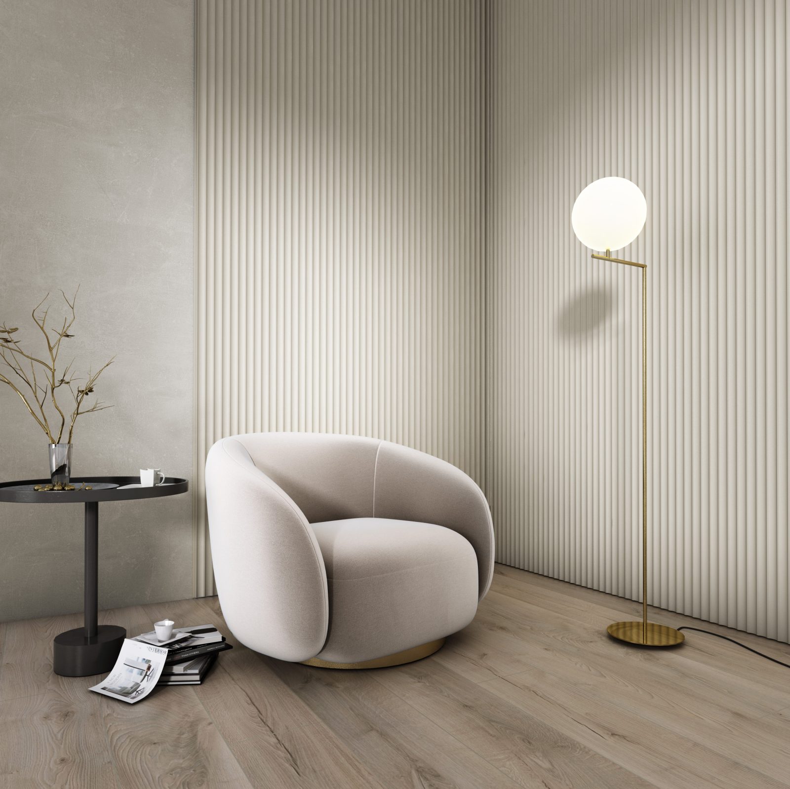 Riflaj decorativ 3D Onda, Alb, 270x12 cm, Lamelio 7