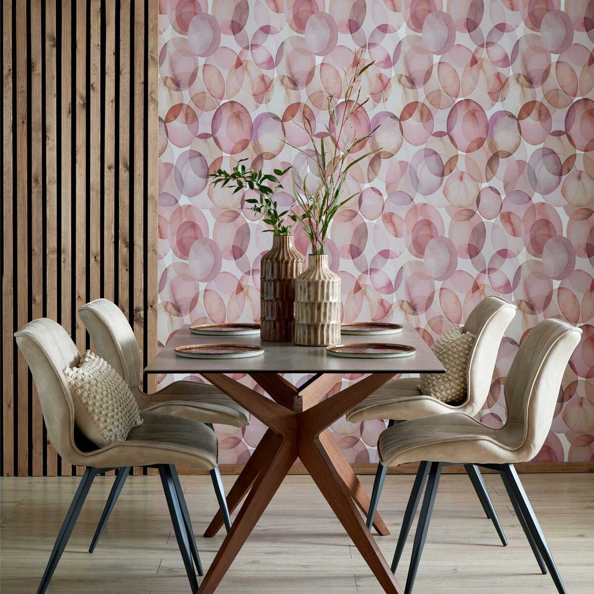 Honesty, Shell Pink Luxury Geometric, 1838 Wallcoverings, 5.3mp / rola 2