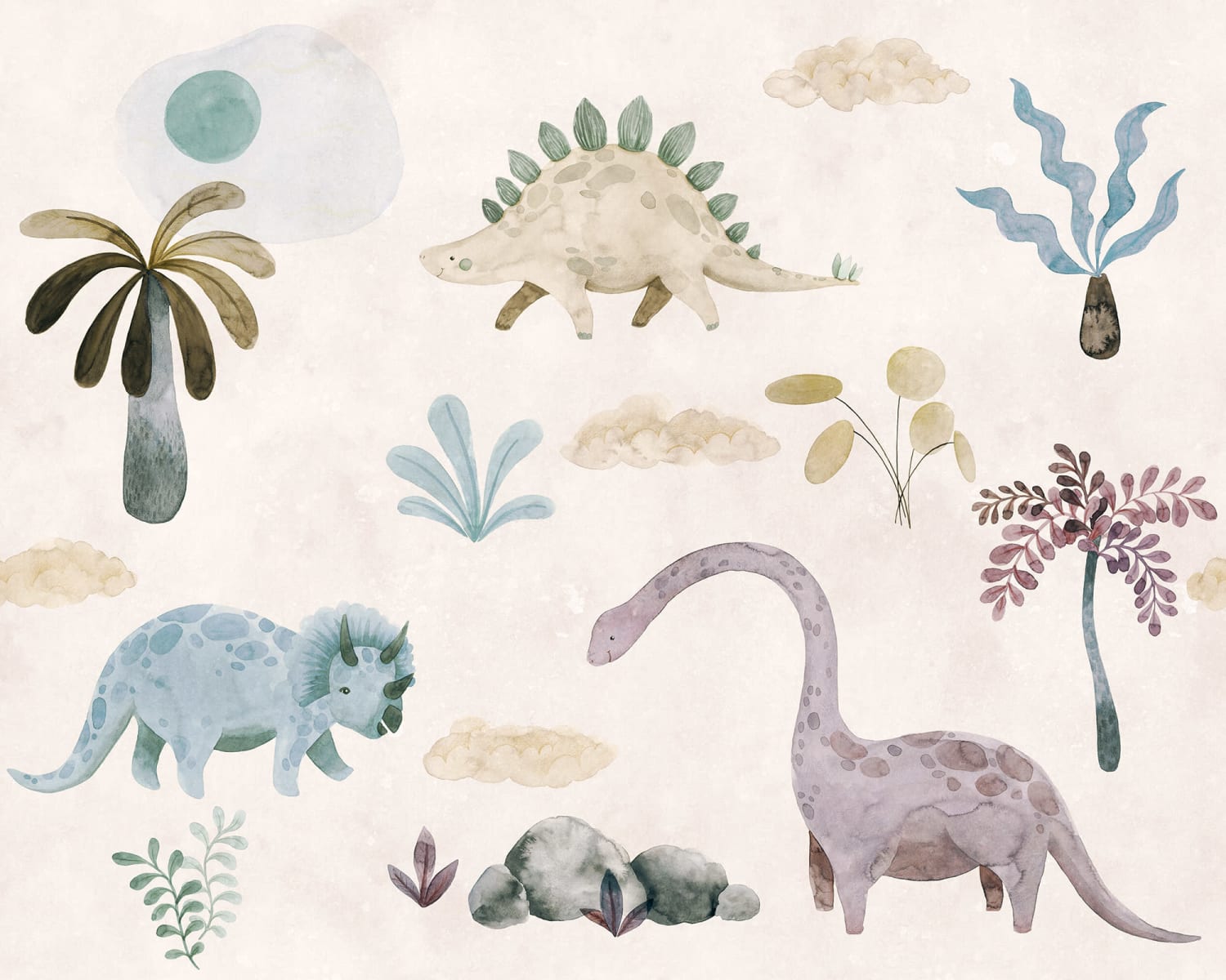 Dinosaur Oasis, Pastel, Rebel Walls