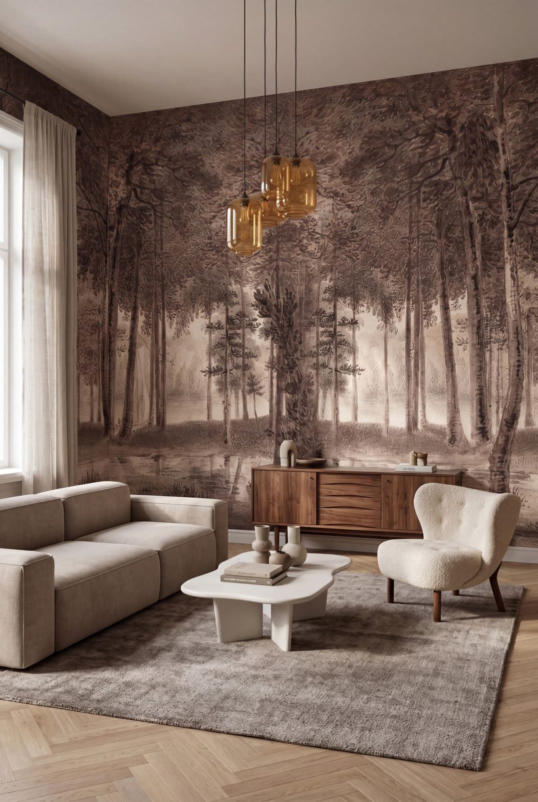 Lovers Forest, Burgundy, Rebel Walls 3