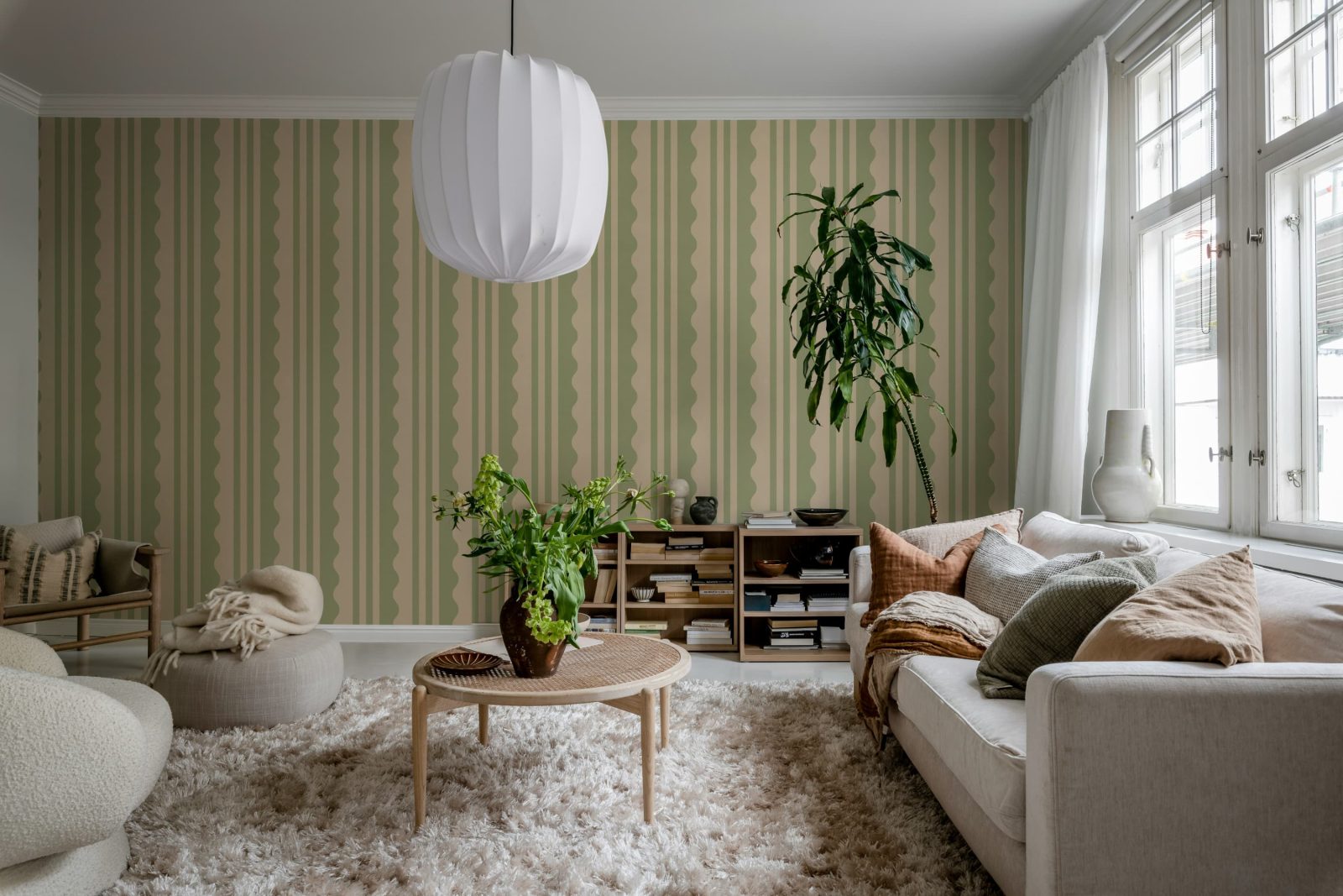 Wavy Stripe, Light Green, Rebel Walls 3