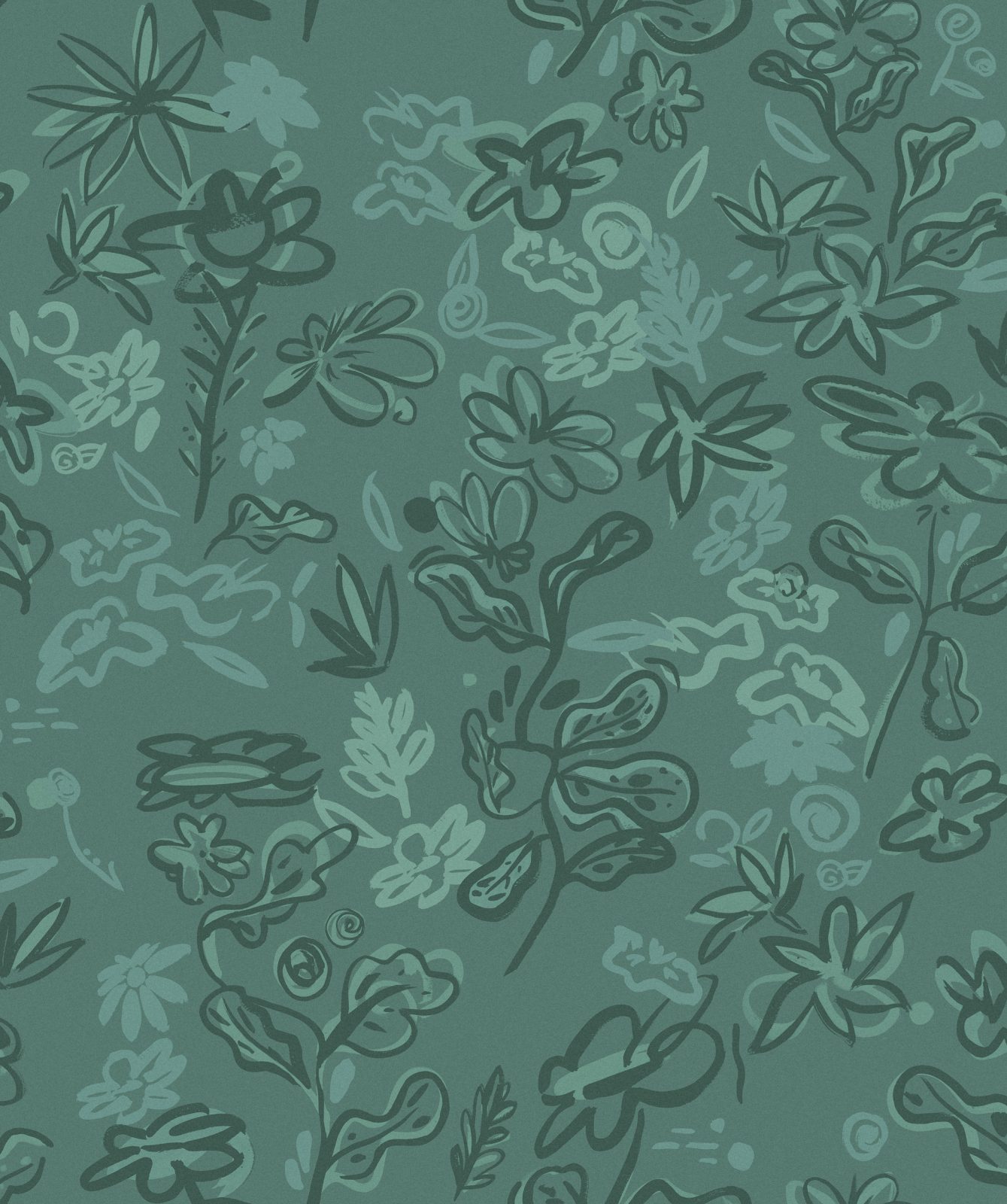 Crazy Flowers, Turquoise, TresTintas 5mp / rola