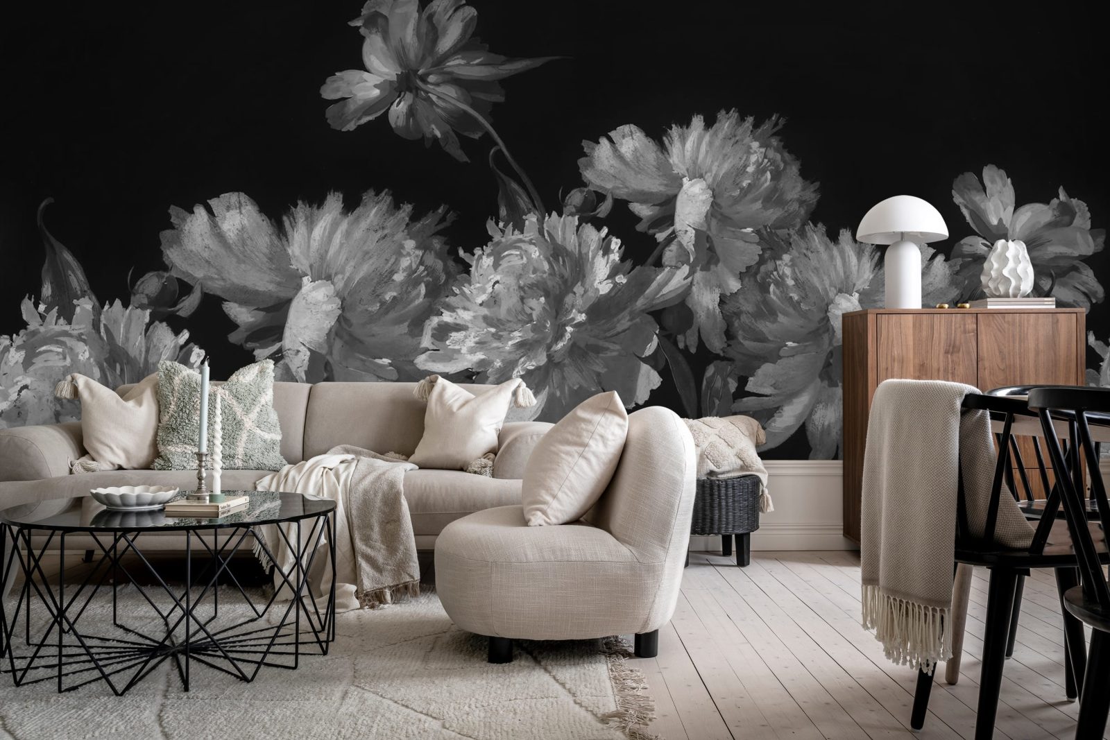 Vintage Peony, Black, Rebel Walls 3