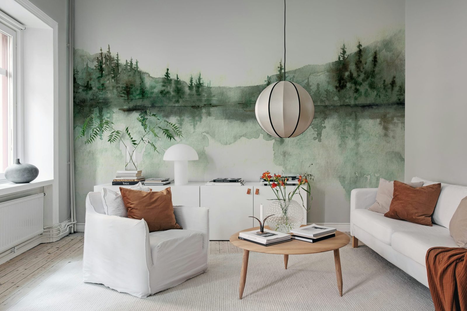 Watercolor Landscape, Forest Green, Rebel Walls 2