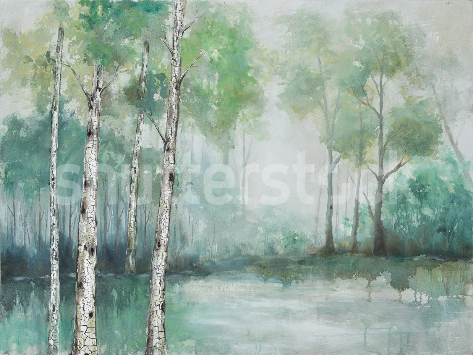 Birch View, Light Green, Rebel Walls