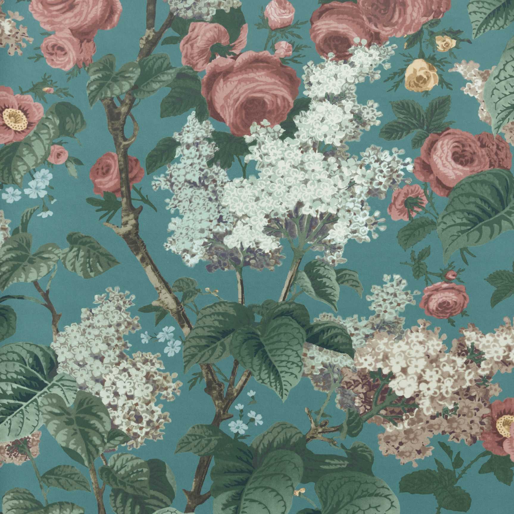 Floribunda, Teal, 1838 Wallcoverings, 7mp / rola