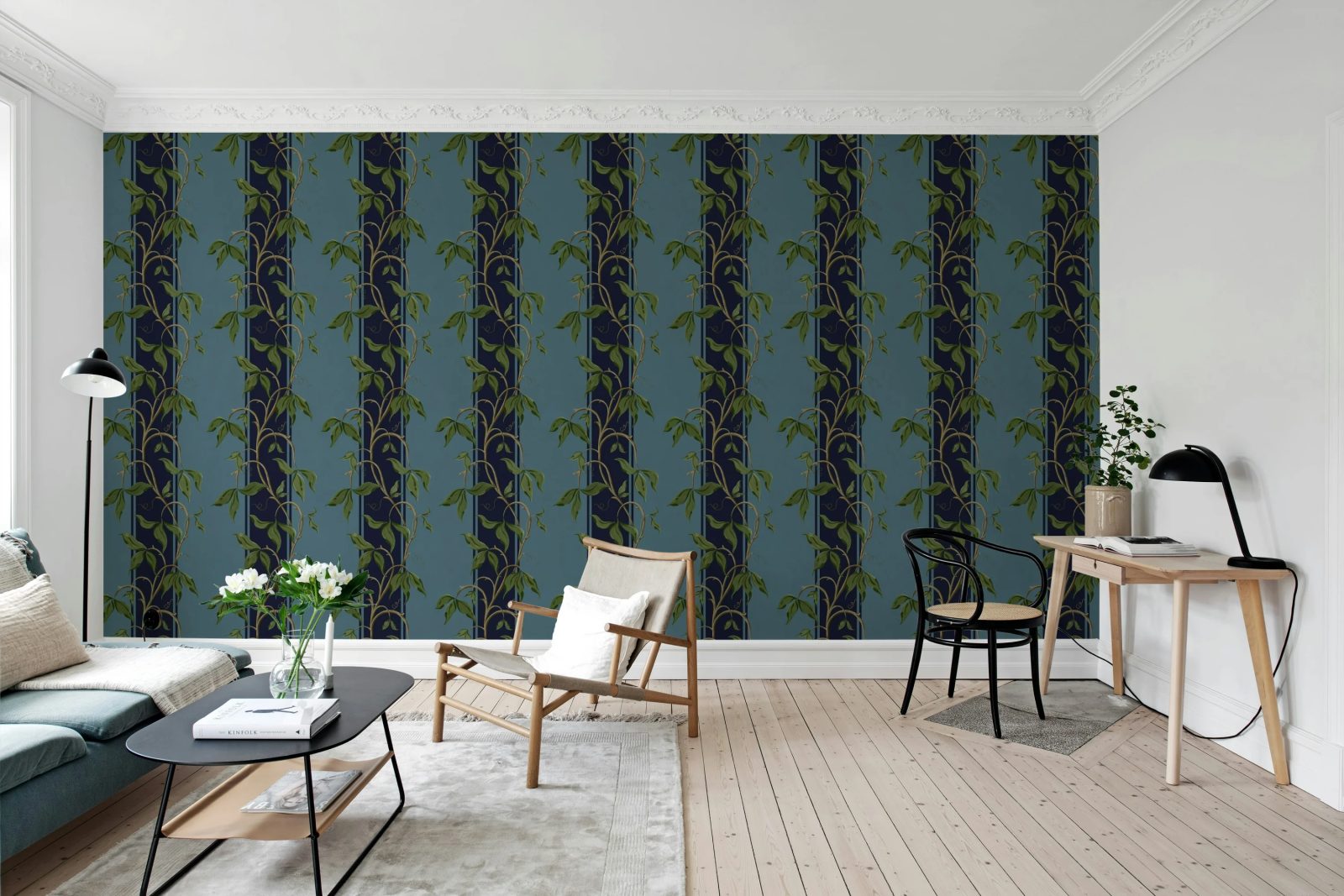 Garden Stripe, Blue, Rebel Walls 3