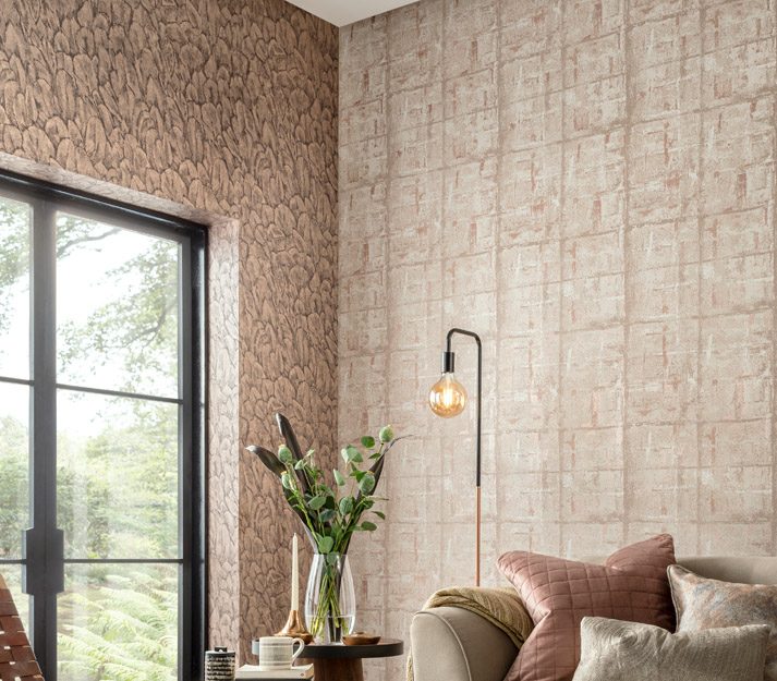 Tranquil, Beach Copper Luxury Feather, 1838 Wallcoverings, 5.3mp / rola 2