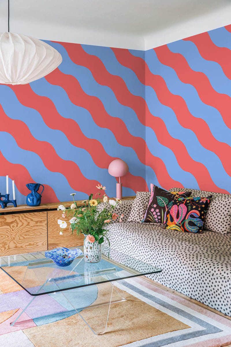 Polka Stripe, Red & Blue, Rebel Walls 2